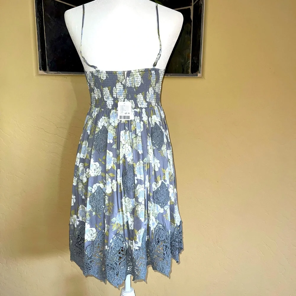Free People Floral Print Crochet Mini Dress - Picture 3 of 11
